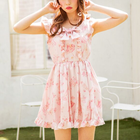 LIZ LISA pink parasol and floral patterned mini dress - Picture 9 of 10